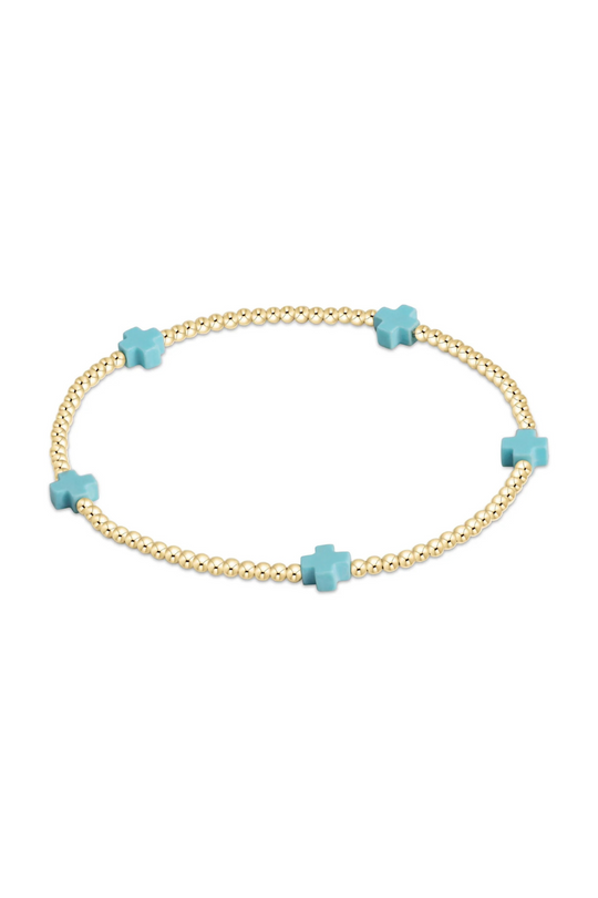 Enewton Signature Cross Small Gold Pattern 2mm Bead Bracelet - Mint Cabana Seaside Florida