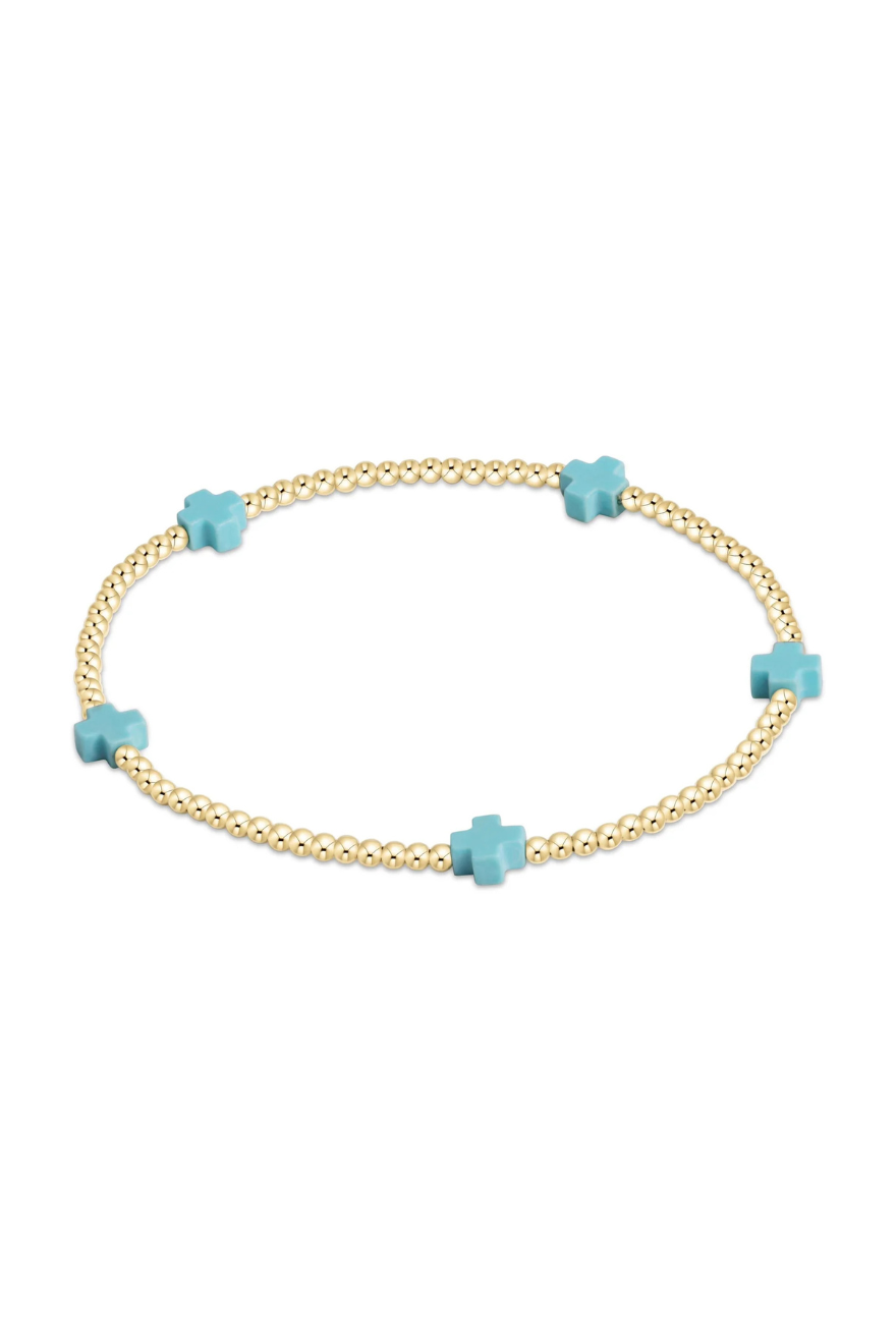 Enewton Signature Cross Small Gold Pattern 2mm Bead Bracelet - Mint Cabana Seaside Florida