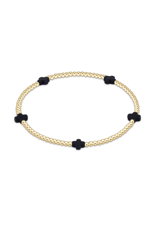 Enewton Signature Cross Small Gold Pattern 2mm Bead Bracelet - Navy Cabana Seaside Florida