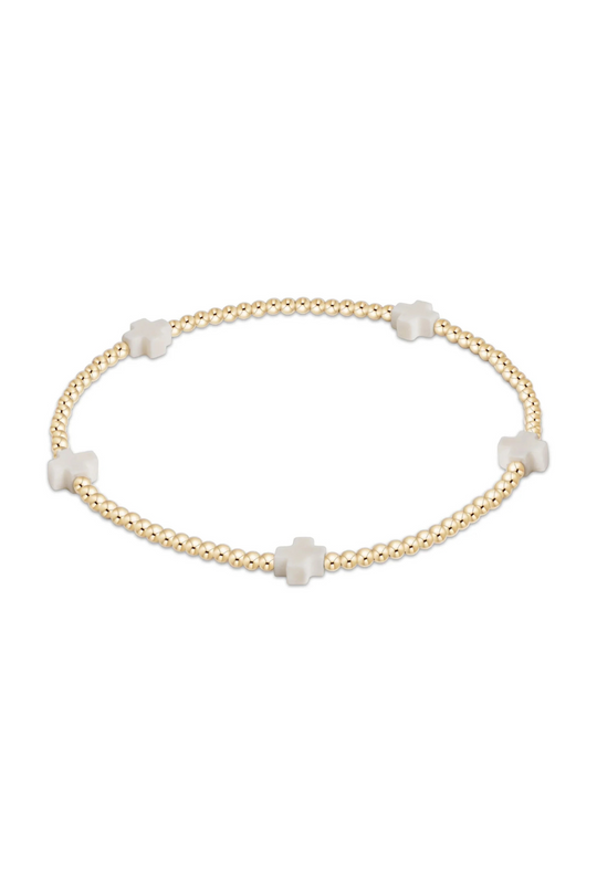 Enewton Signature Cross Small Gold Pattern 2mm Bead Bracelet - Off White Cabana Seaside Florida