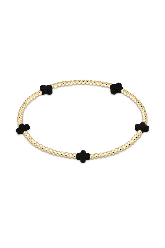Enewton Signature Cross Small Gold Pattern 2mm Bead Bracelet - Onyx Cabana Seaside Florida 
