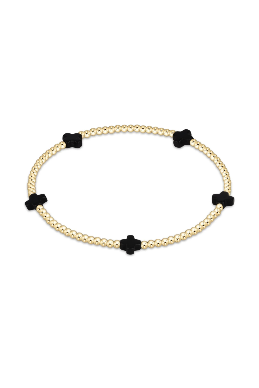 Enewton Signature Cross Small Gold Pattern 2mm Bead Bracelet - Onyx Cabana Seaside Florida 