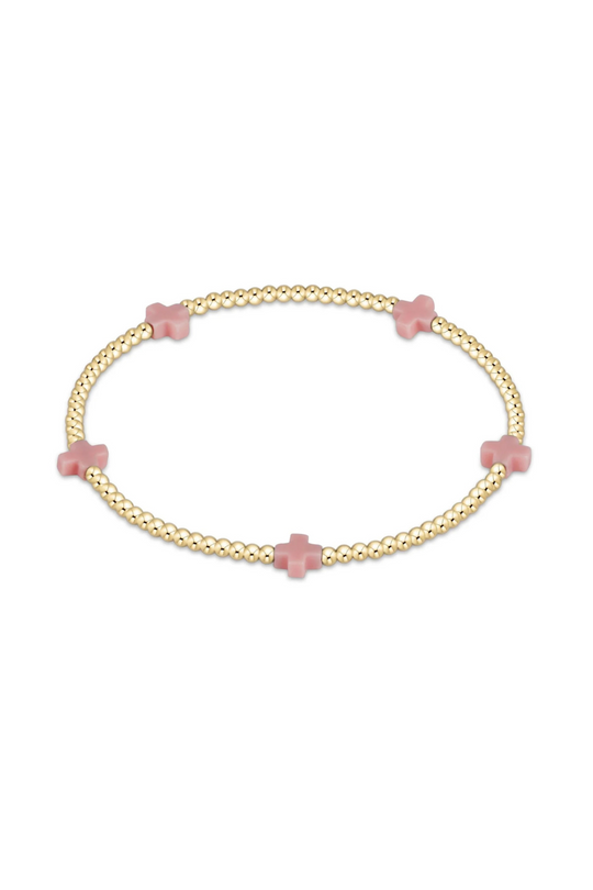 Enewton Signature Cross Small Gold Pattern 2mm Bead Bracelet - Pink Cabana Seaside Florida