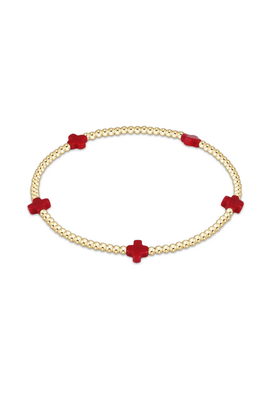 Enewton Signature Cross Small Gold Pattern 2mm Bead Bracelet - Red Cabana Seaside Florida