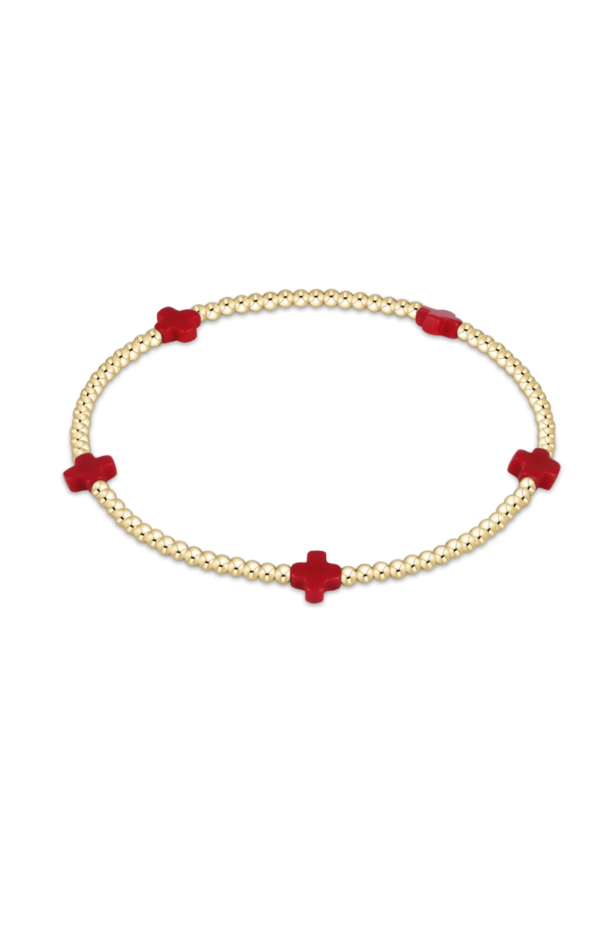 Enewton Signature Cross Small Gold Pattern 2mm Bead Bracelet - Red Cabana Seaside Florida