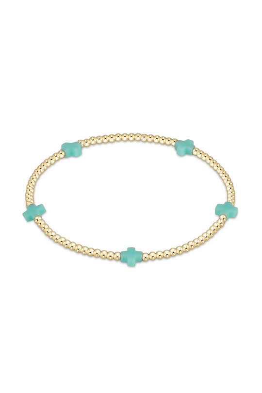 Enewton Signature Cross Small Gold Pattern 2mm Bead Bracelet - Turquoise Cabana Seaside Florida