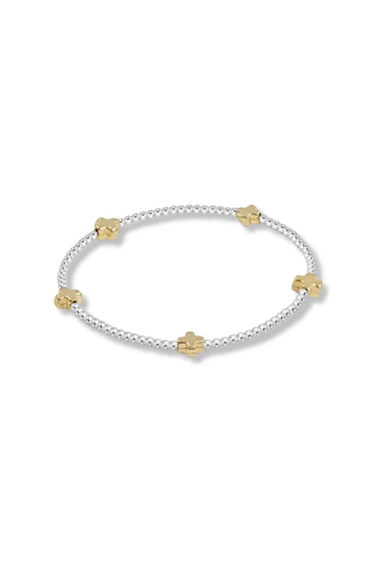 Enewton Signature Cross Small Sterling Mixed Metal 2mm Bead Bracelet Gold Cabana Seaside Florida