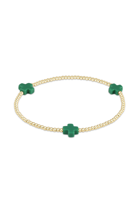 Enewton Signature Cross Gold Pattern 2mm Bead Bracelet - Emerald Cabana Seaside Florida