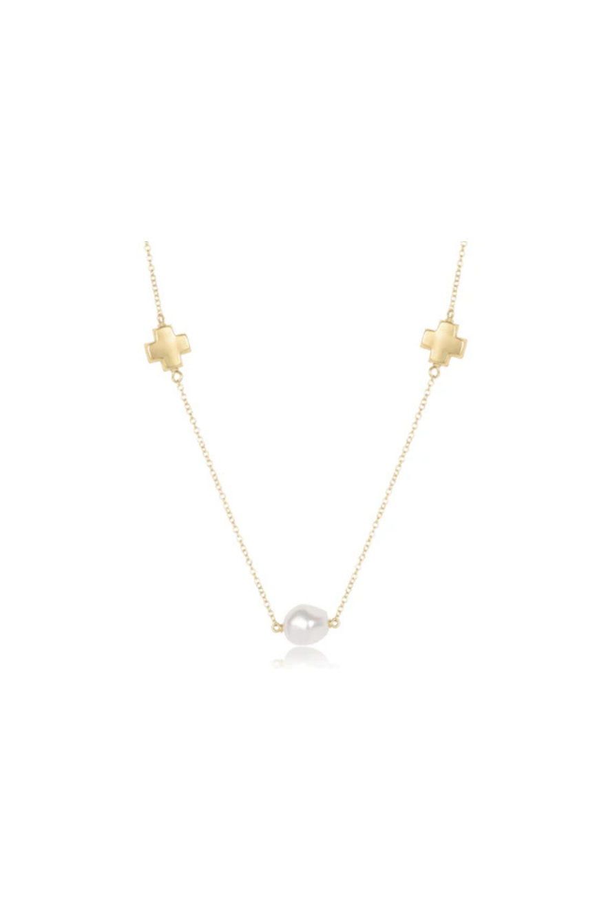 Enewton 15" Choker Signature Cross Admire Simplicity Chain Gold - Pearl