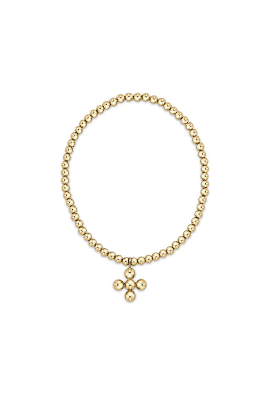 Enewton Classic Gold 3mm Bead Bracelet - 4mm Signature Cross Gold Charm