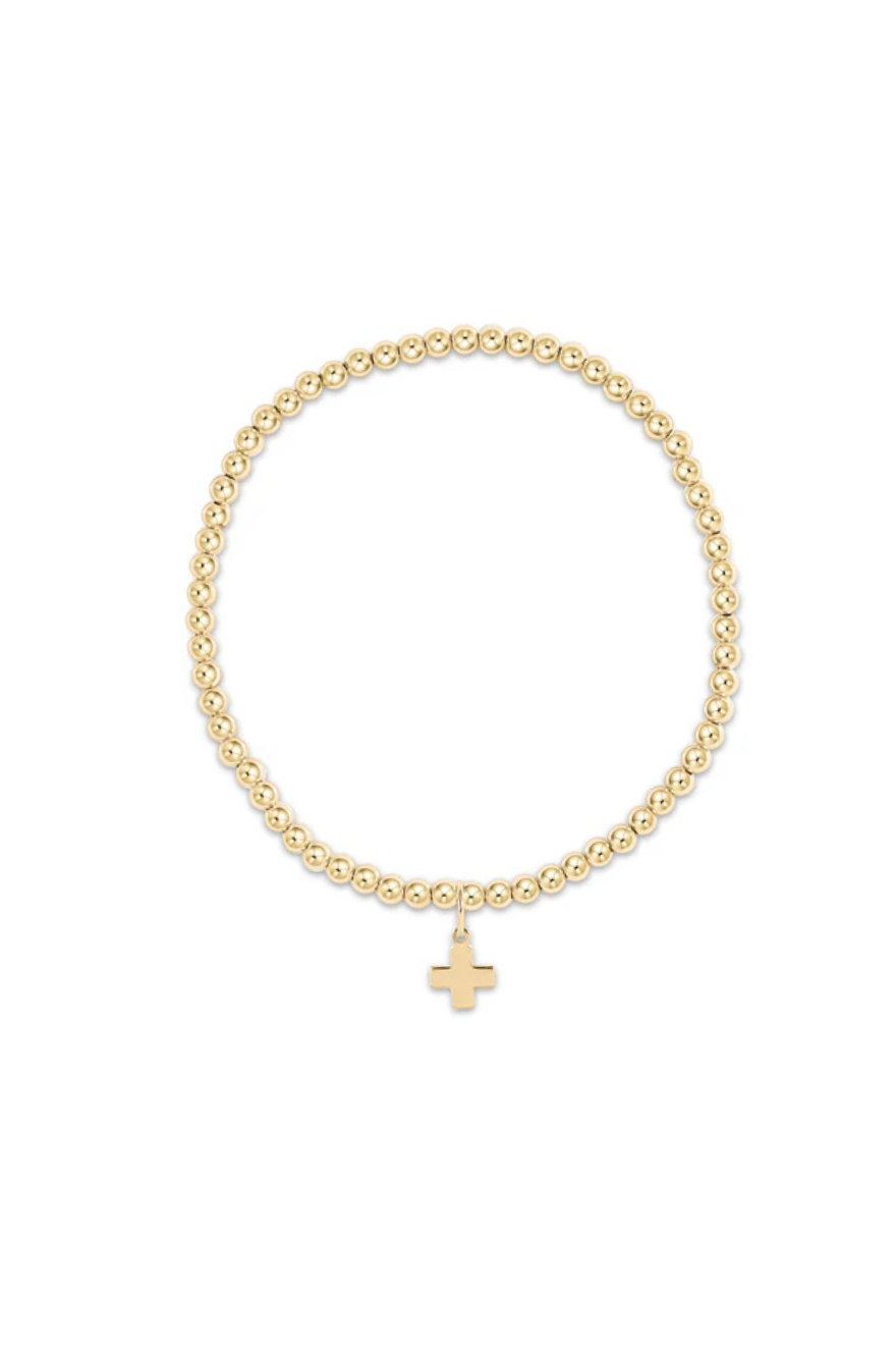 Enewton Classic Gold 3mm Bead Bracelet - Signature Cross Gold Charm