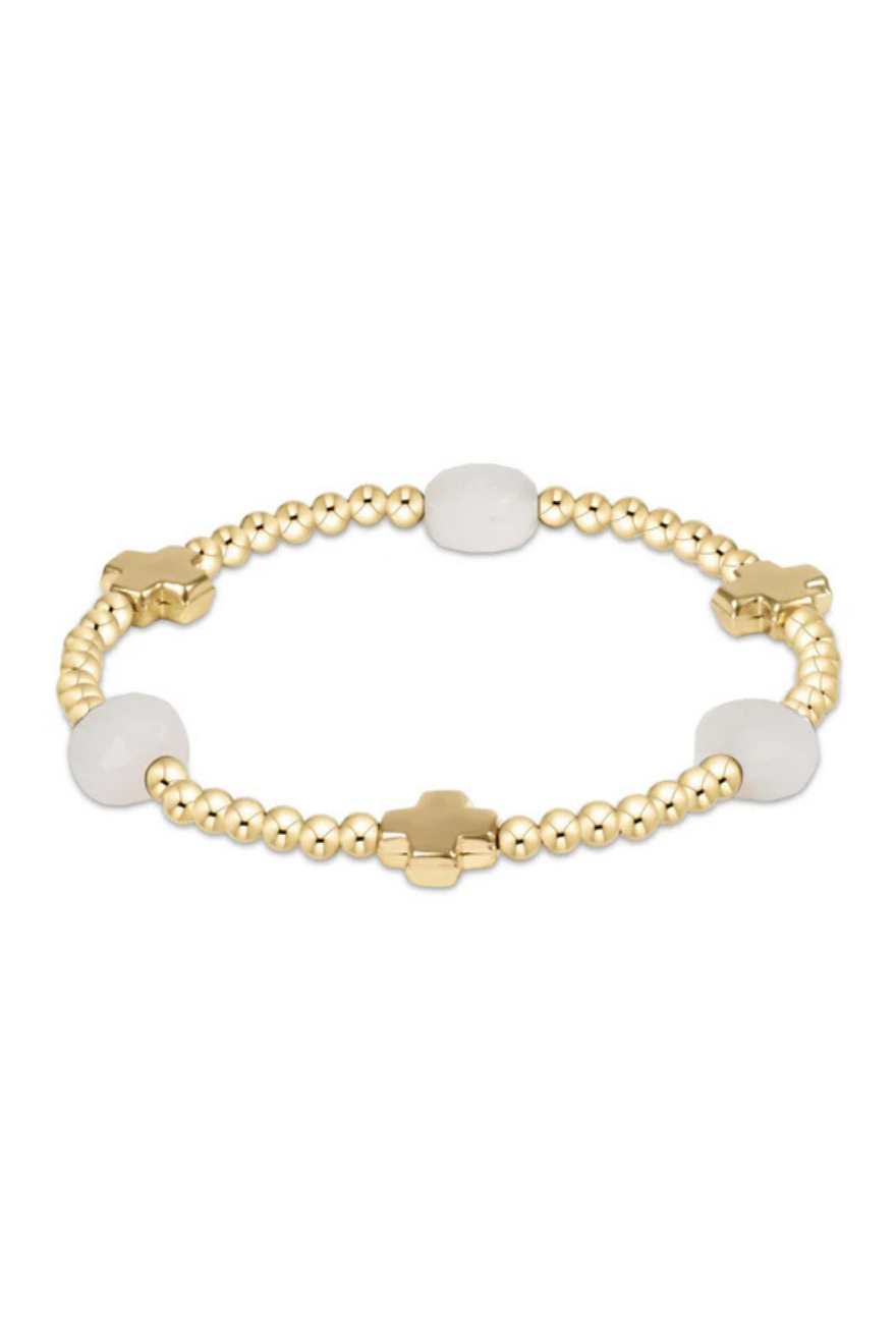 Enewton Signature Cross Admire Gold Pattern 3mm Bead Bracelet - Moonstone