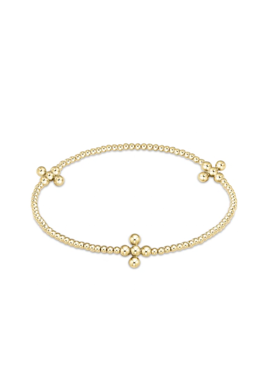 Enewton Signature Cross Gold Pattern 2mm Bead Bracelet - 3mm Bead Gold Cross