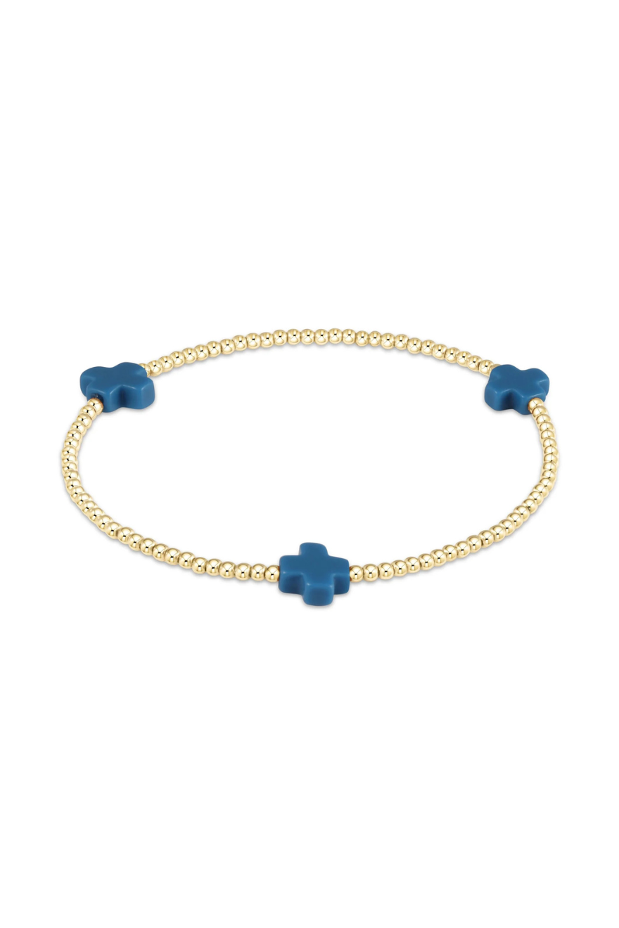Enewton Signature Cross Gold Pattern 2mm Bead Bracelet - Cobalt Cabana Seaside Florida