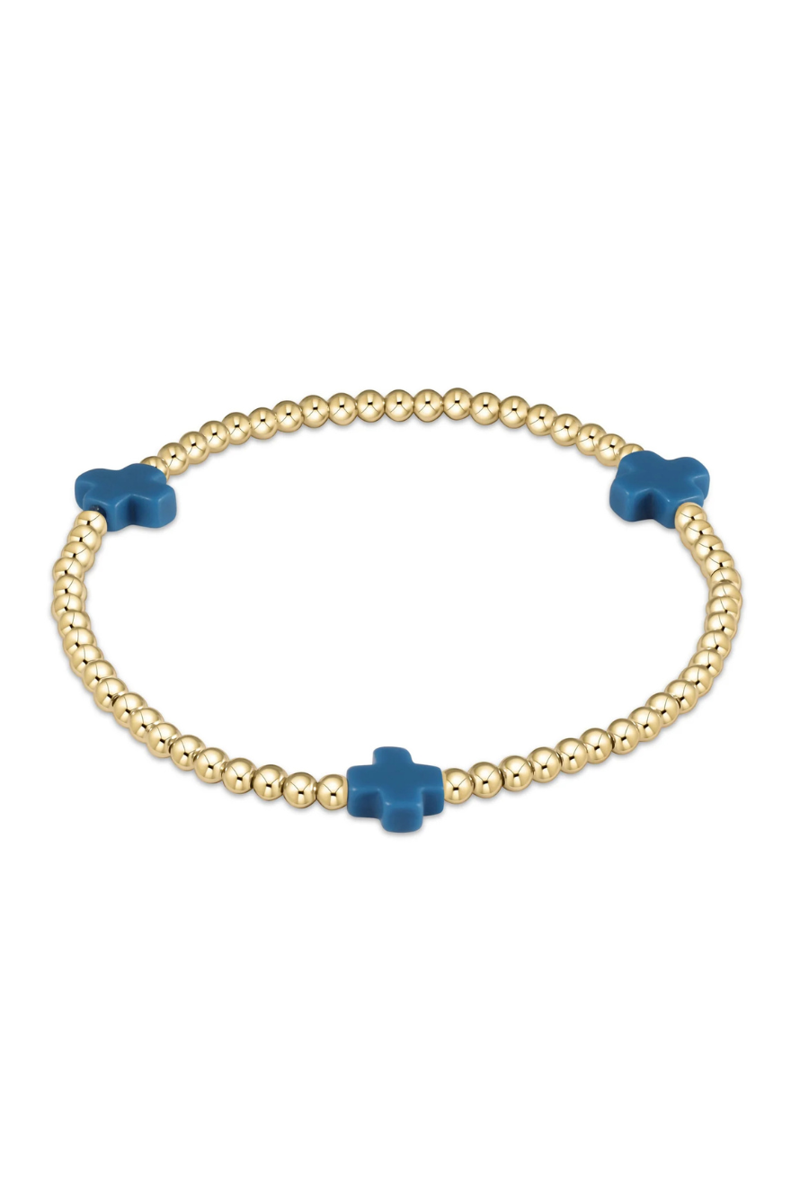 Enewton Signature Cross Gold Pattern 3mm Bead Bracelet - Cobalt Cabana Seaside Florida