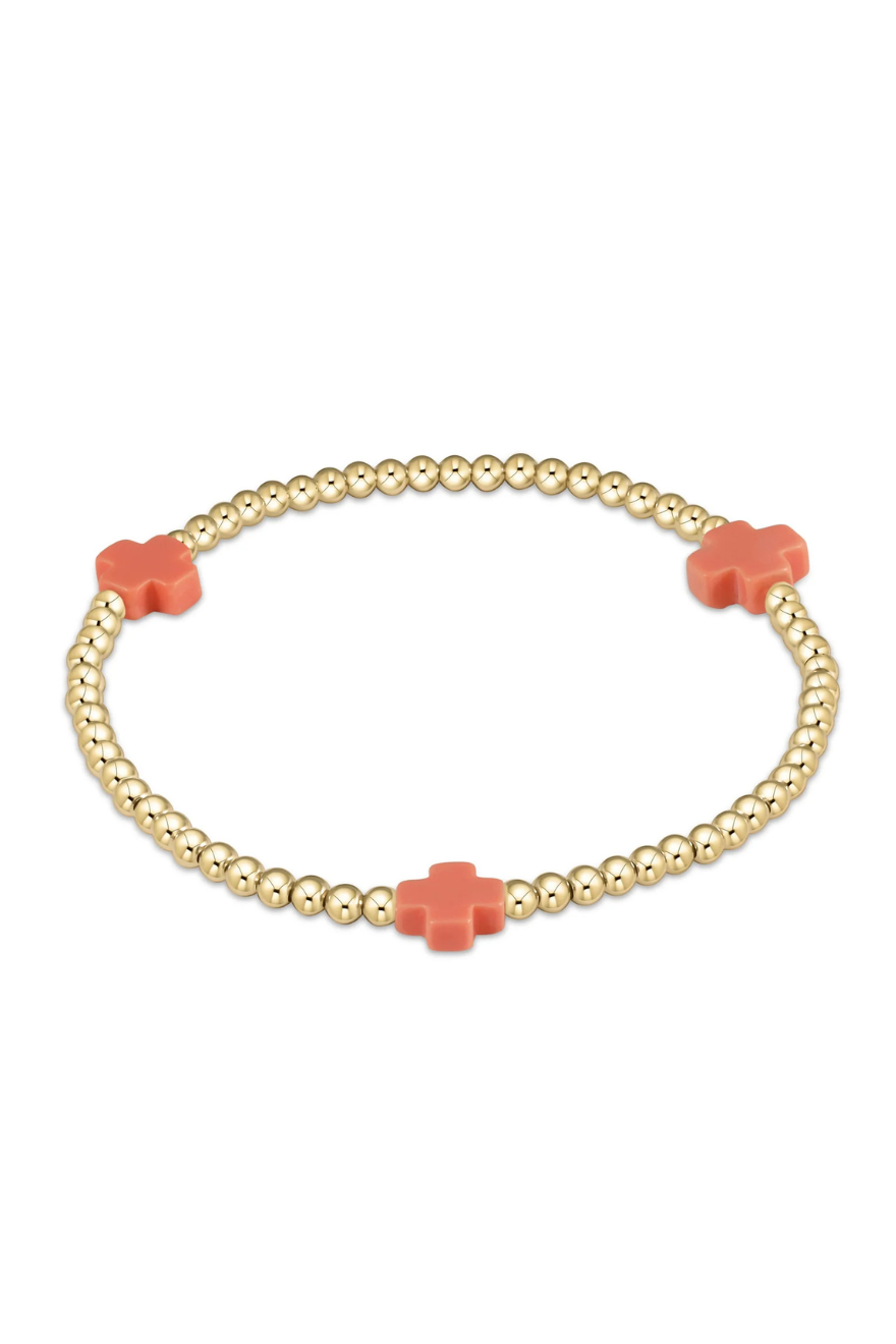 Enewton Signature Cross Gold Pattern 3mm Bead Bracelet - Coral cabana seaside florida