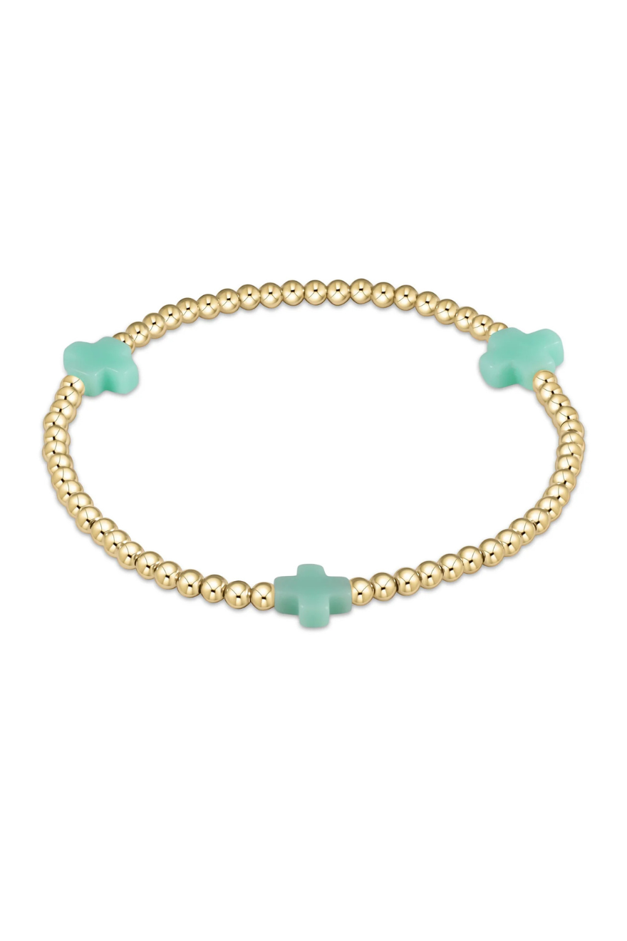 Enewton Signature Cross Gold Pattern 3mm Bead Bracelet - Mint Cabana Seaside Florida