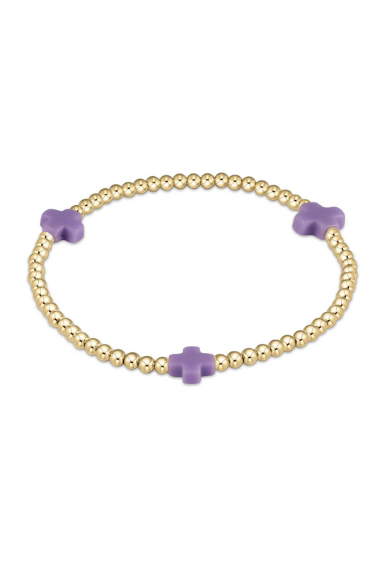 Enewton Signature Cross Gold Pattern 3mm Bead Bracelet - Purple Cabana Seaside Florida