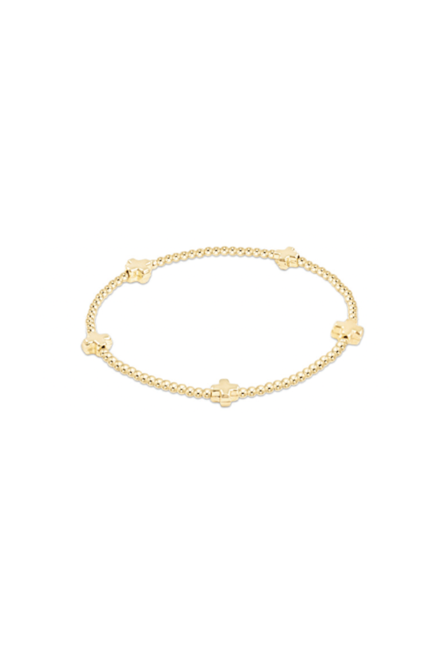 Enewton Signature Cross Small Gold Pattern 2mm Bead Bracelet - Gold