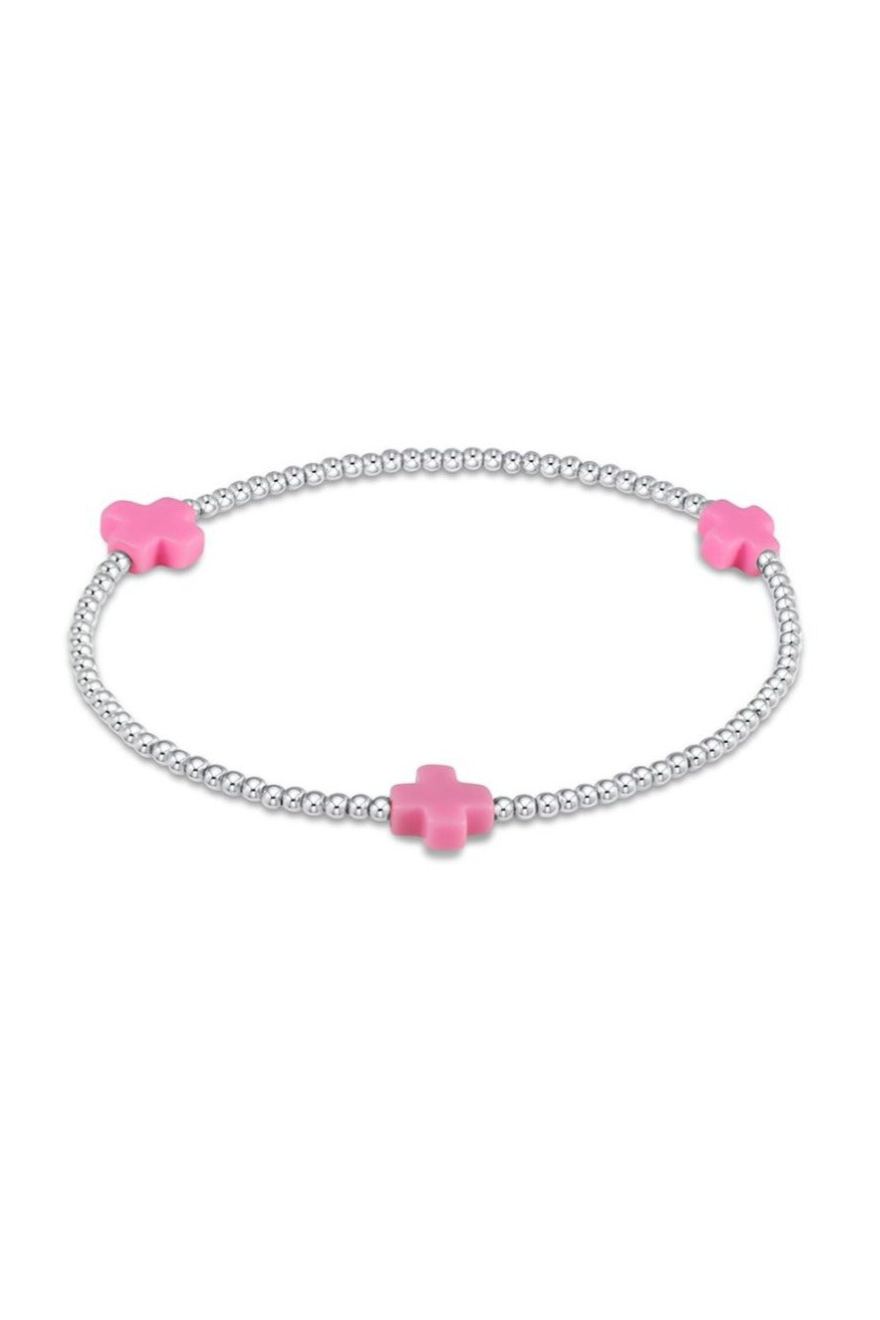 Enewton Signature Cross Sterling 2mm Bead Bracelet - Bright Pink Cabana Seaside Florida