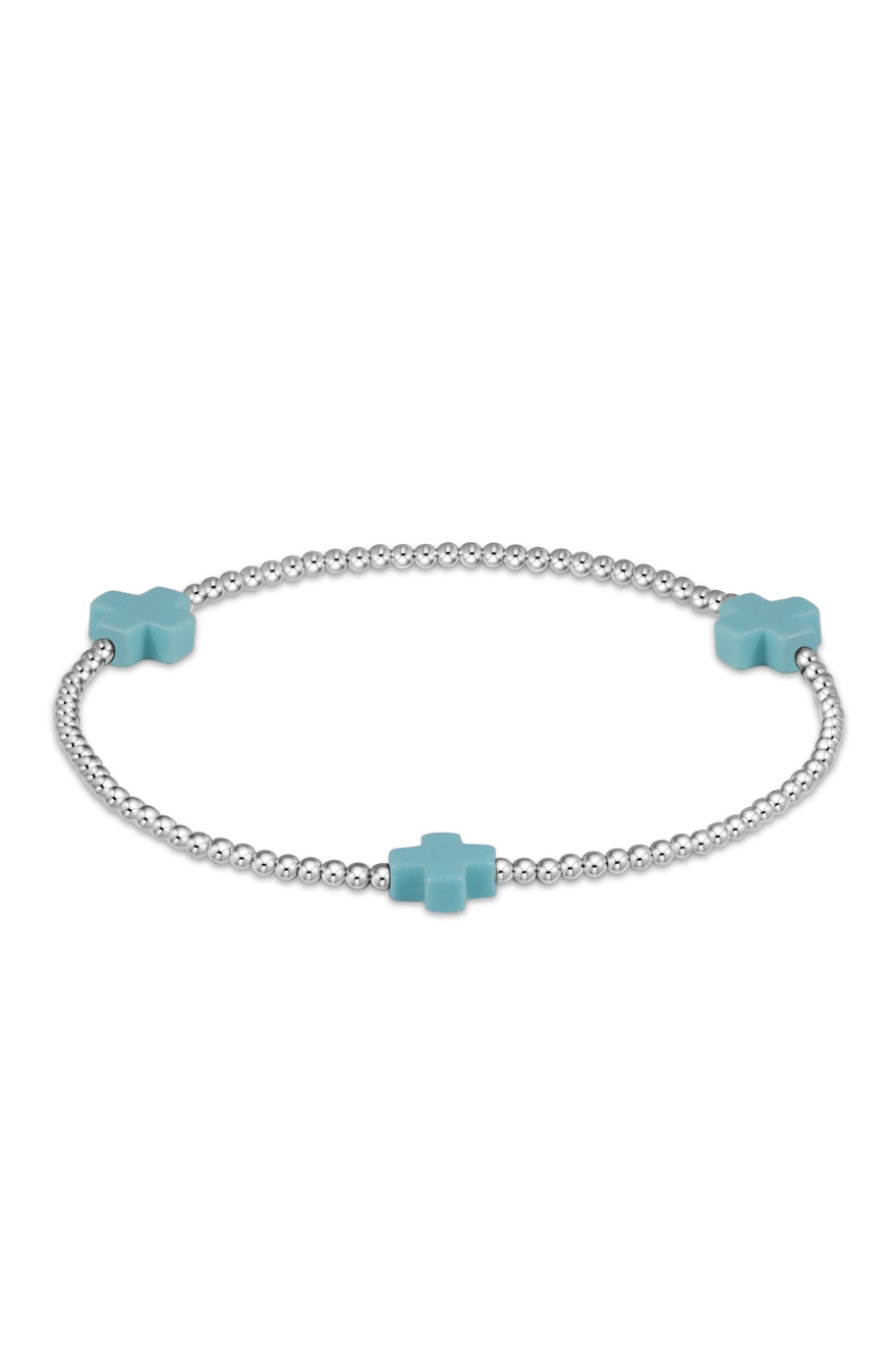 Enewton Signature Cross Sterling 2mm Bead Bracelet - Turquoise Seaside FloridaCabana 