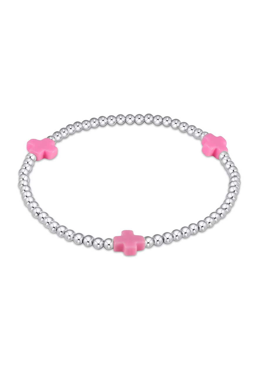 Enewton Signature Cross Sterling 3mm Bead Bracelet - Bright Pink Cabana Seaside Florida