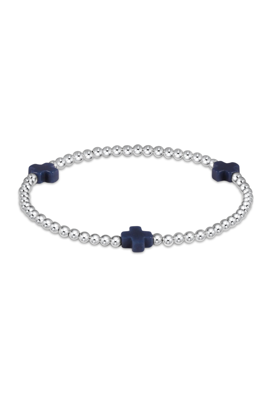 Enewton signature cross sterling pattern 3mm bead bracelet-navy Cabana Seaside Florida